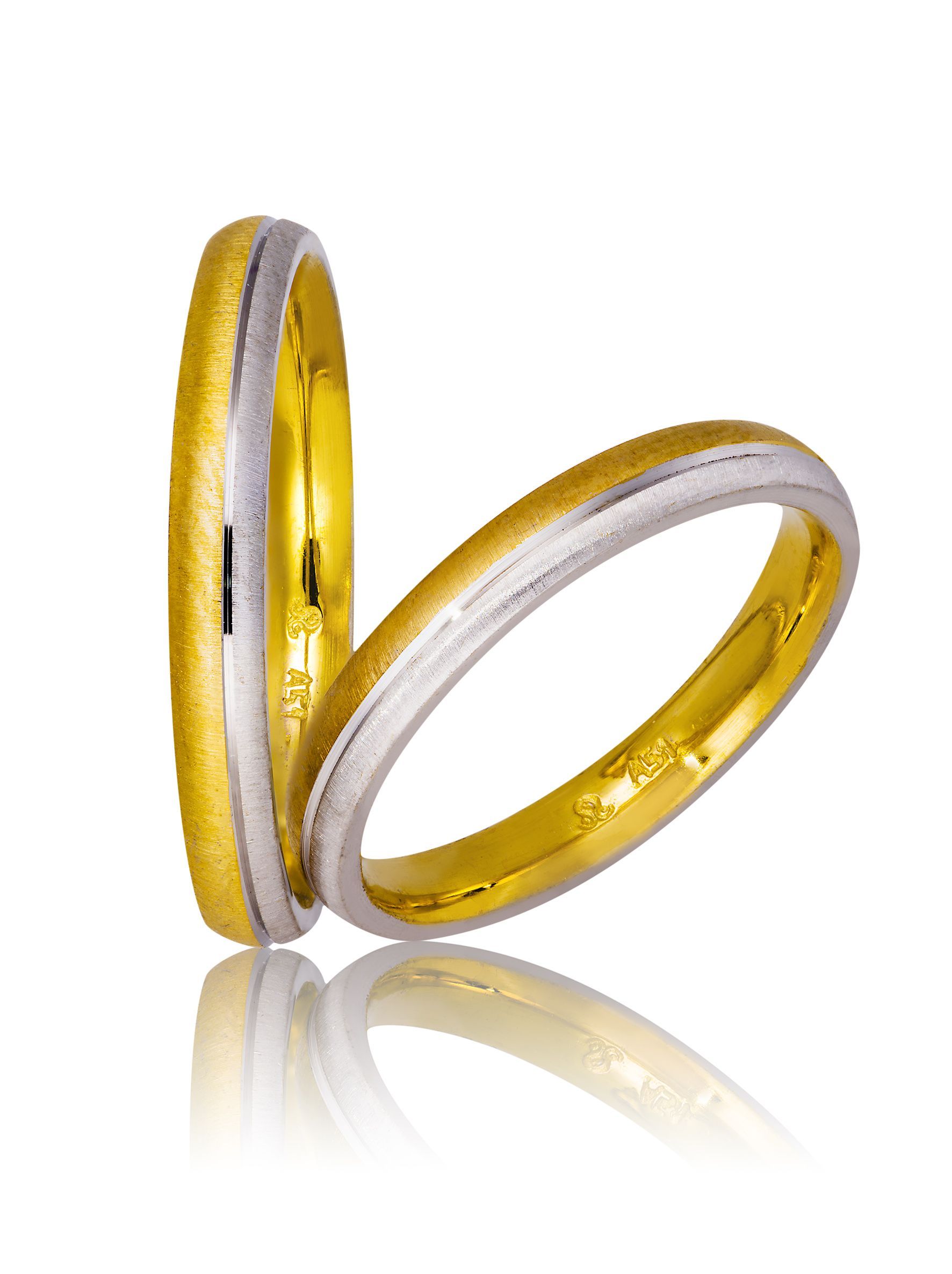 White gold & gold wedding rings 3.3mm (code 701)